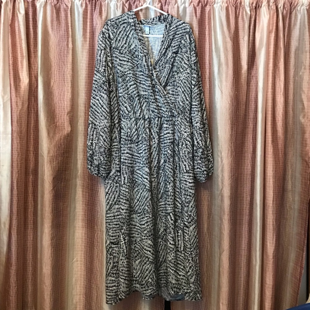 A New Day Black White Long Sleeve Dress Size XXL